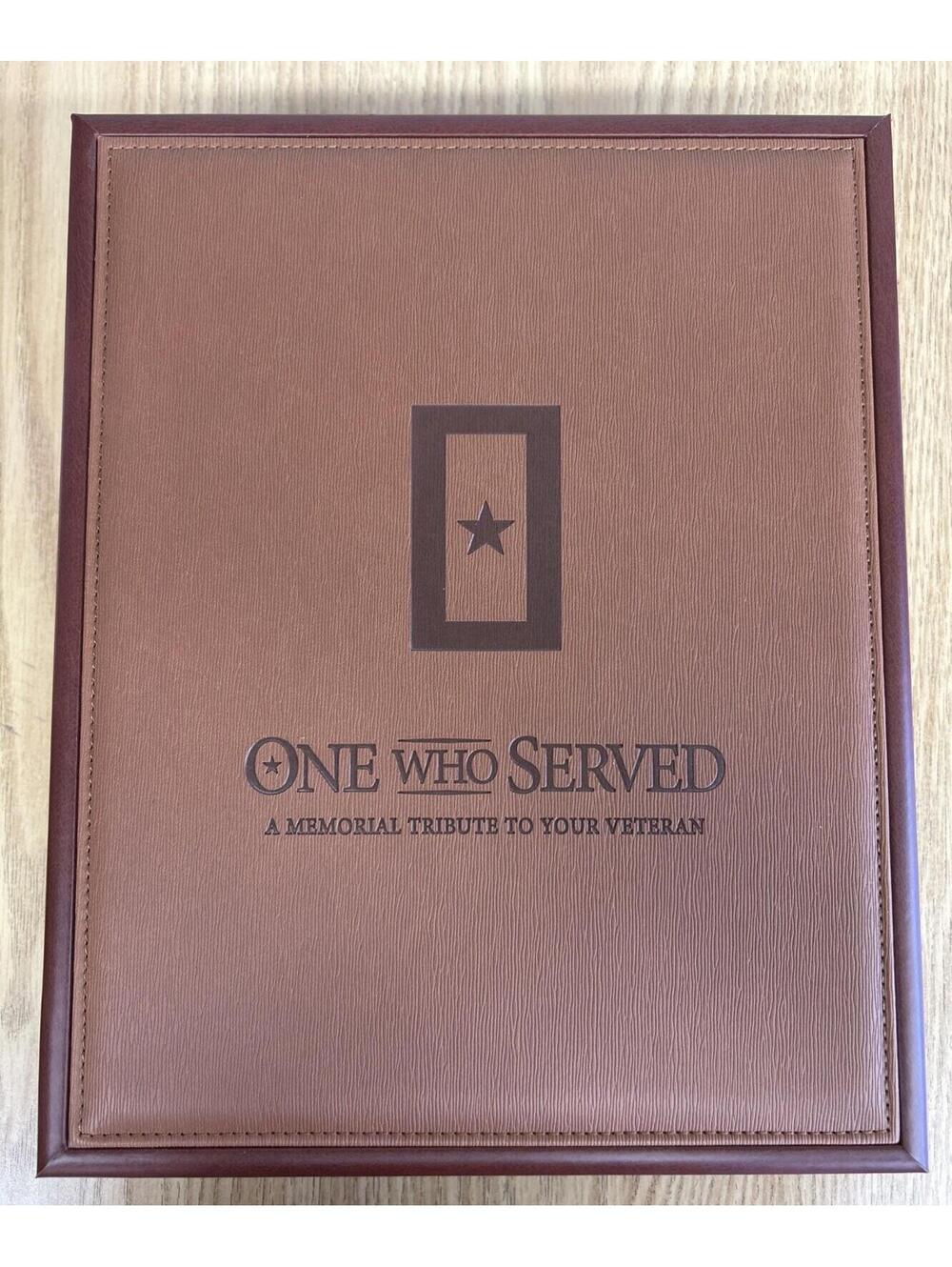 One Who Served. A Memorial Tribute To Your Veteran. Book In Box. New Never Used